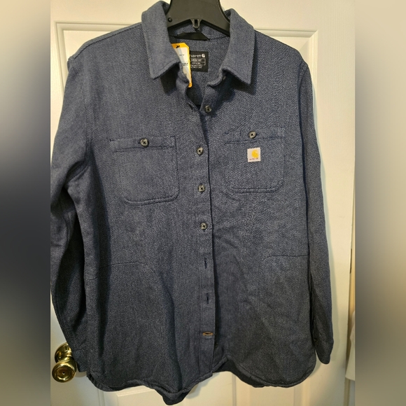 Carhartt Women Size L Loose Fit Twill Shirt Chore Jacket Shacket Pockets NWT - Picture 1 of 7
